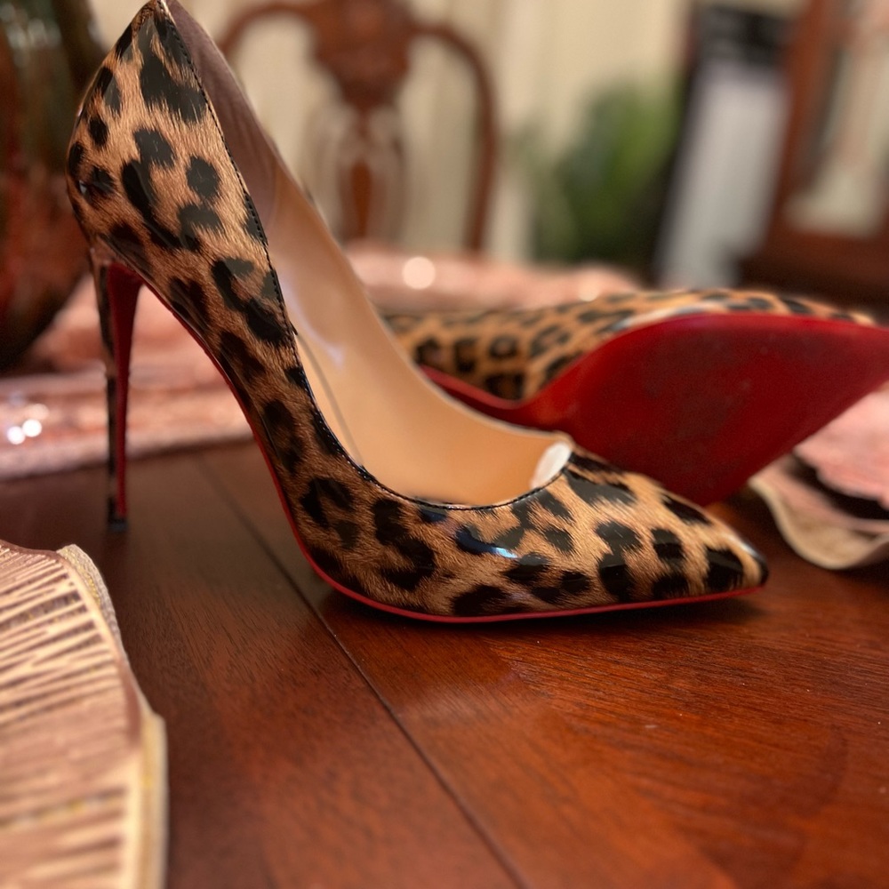 Patent Leather Leopard Print Red Bottom Heels